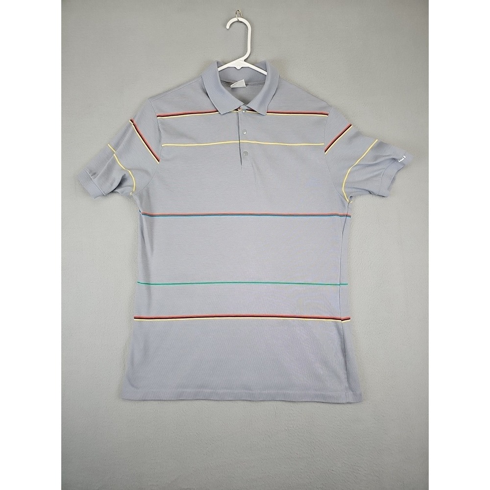 Vintage Levi's Polo Shirt Gray Striped Snaps Men's Large Made In USA